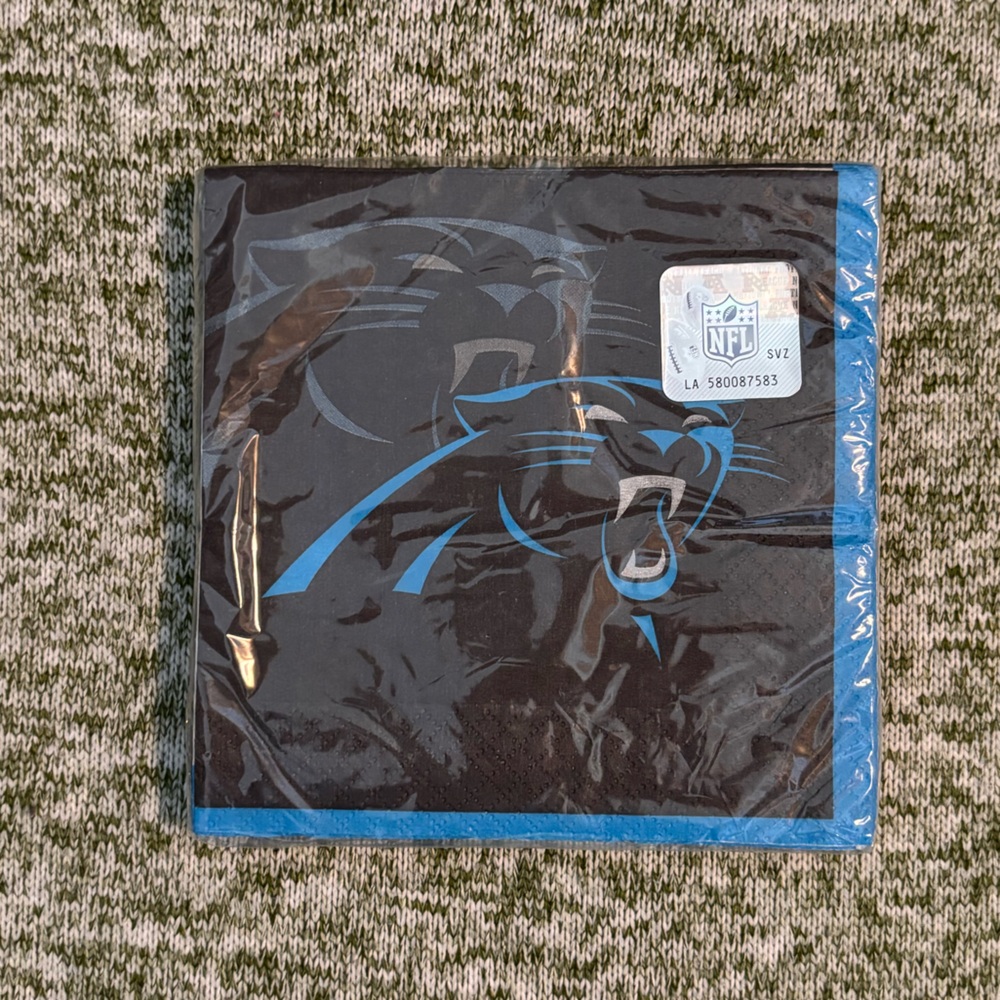 Carolina Panthers cocktail napkins. Pack of 16. NFL party supplies.